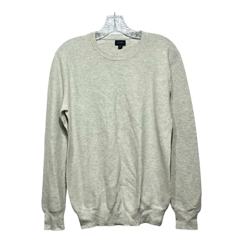 J‎ Crew Mens Light Gray Heathered Textured Crewneck Sweater XS 100% Cotton